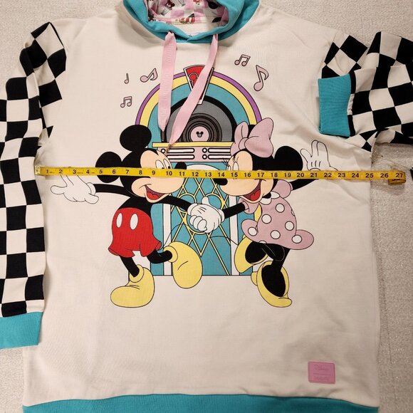 Loungefly Disney Mickey and Minnie Date Night Diner Jukebox Hoodie Unisex XL NEW - Picture 11 of 13